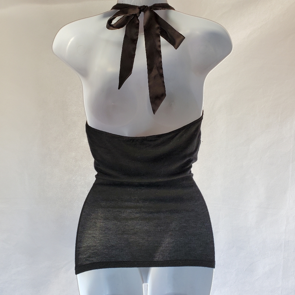 Papaya Black Halter Tank Top With Lace Detail - Picture 9 of 9